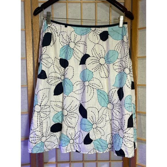 LOFT 6P Linen Embroidered Skirt - Picture 6 of 10